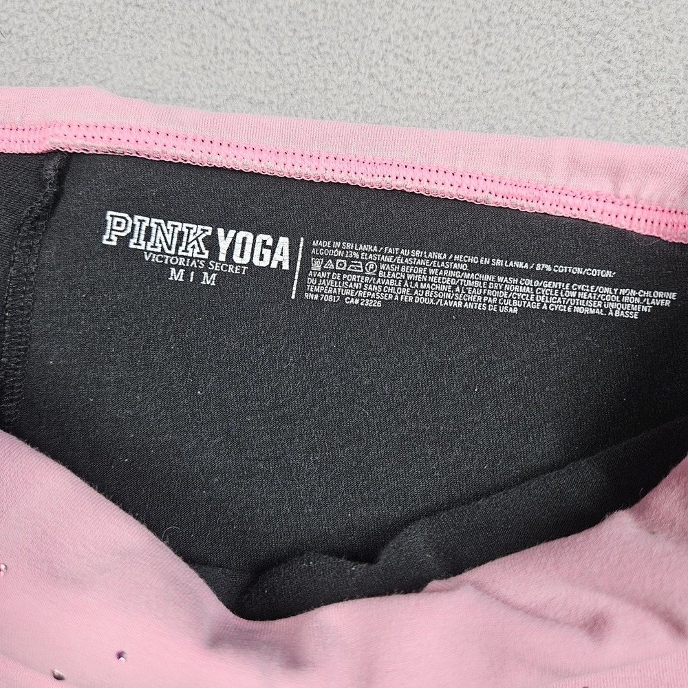 Y2K Victoria's Secret Pink Fold Over Yoga Pants Medium Bling Flare Sequin - Picture 7 of 16